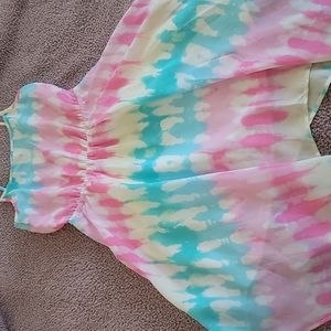Girl's Pastel Tie dye handkerchief hem sundress 7/8